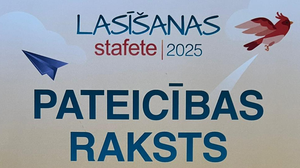 ,,Lasīšanas stafetes 2025” pateicības raksts Rīgas Centrālajai bibliotēkai