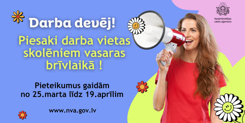 Aicina darba devējus pieteikties skolēnu nodarbinātības īstenošanai 2024. gada vasarā