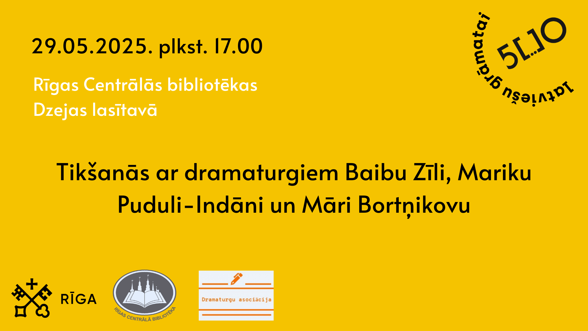Jaunie dramaturgi Rīgas Centrālās bibliotēkas Dzejas lasītavā